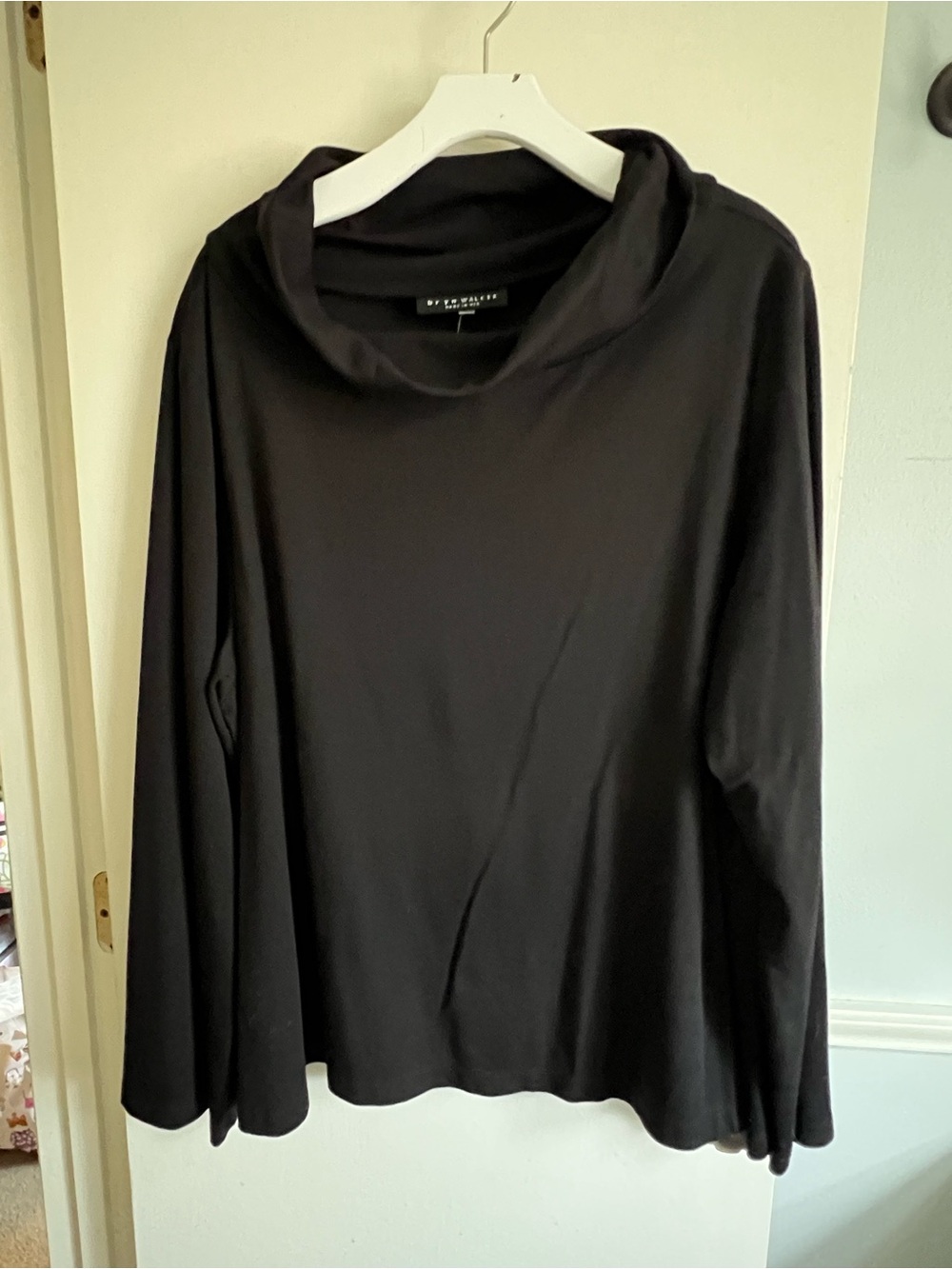 Bryn Walker Black Long-Sleeve Cowl Neck Women's Shirt